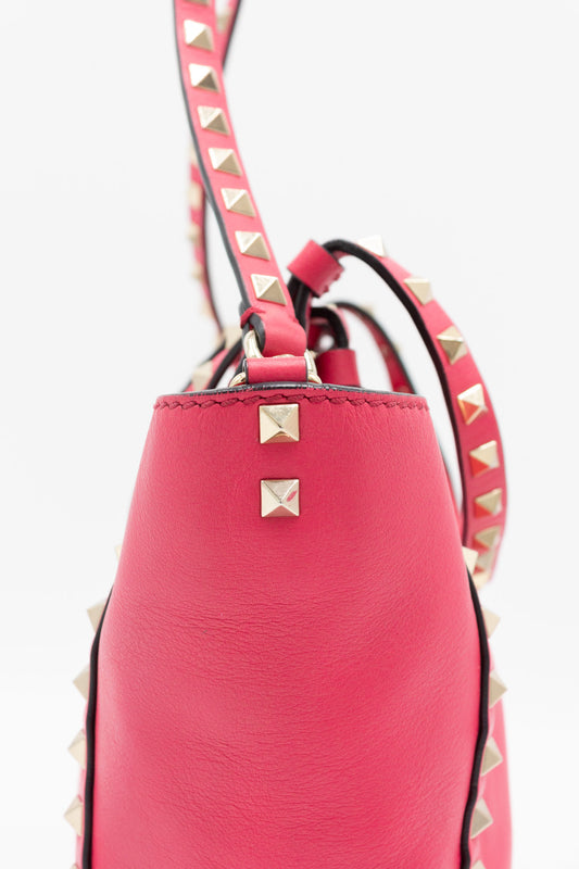 Valentino Mini Rockstud Fuchsia Leather Crossbody Bag