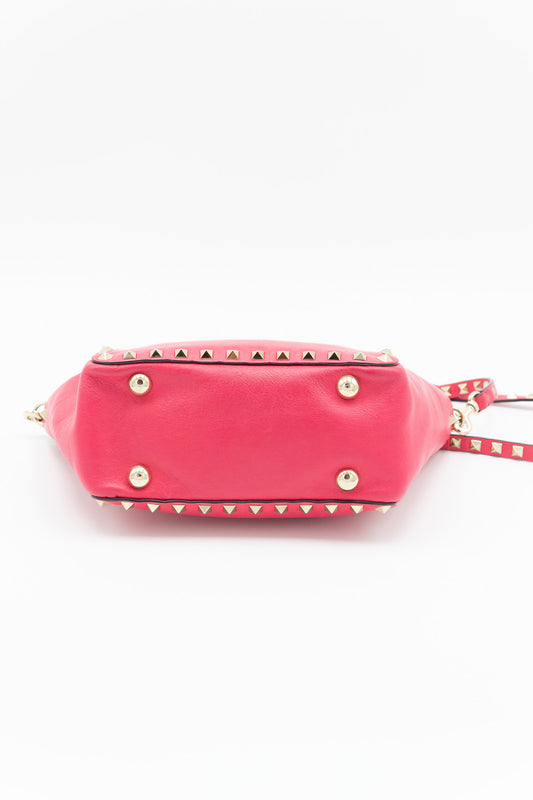 Valentino Mini Rockstud Fuchsia Leather Crossbody Bag