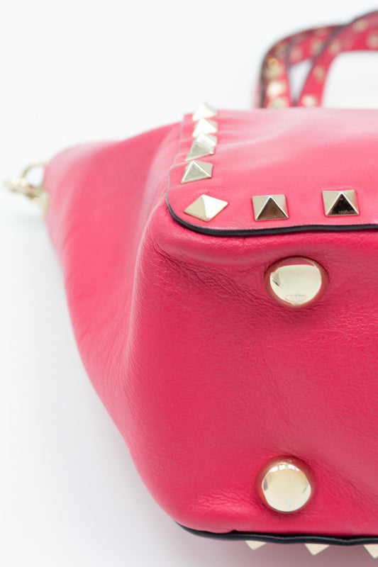 Valentino Mini Rockstud Fuchsia Leather Crossbody Bag