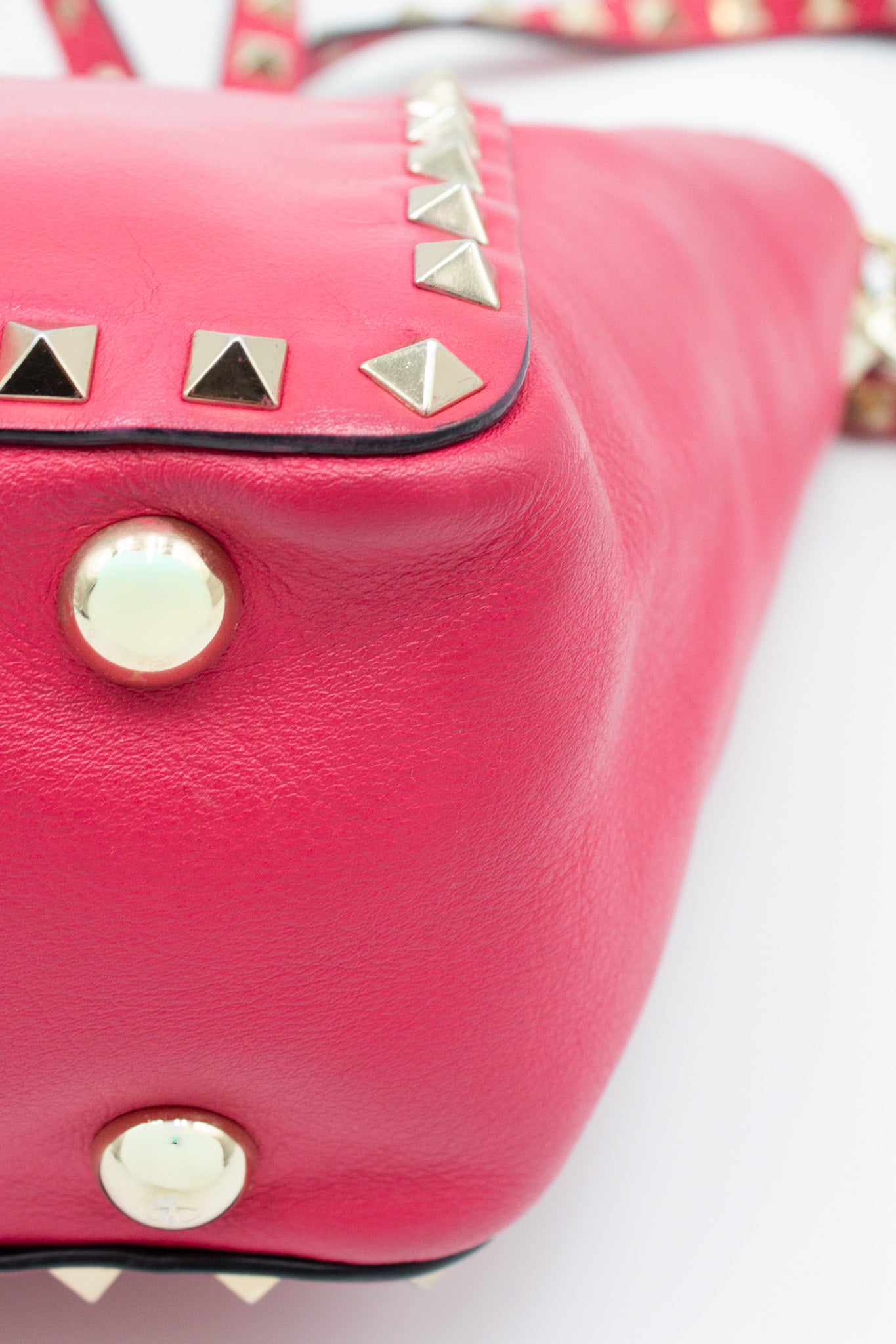 Valentino Mini Rockstud Fuchsia Leather Crossbody Bag