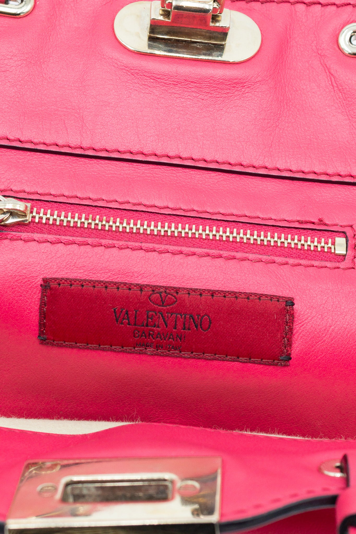 Valentino Mini Rockstud Fuchsia Leather Crossbody Bag