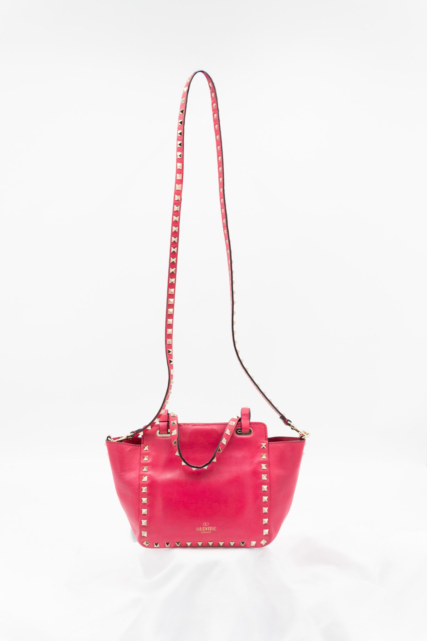 Valentino Mini Rockstud Fuchsia Leather Crossbody Bag
