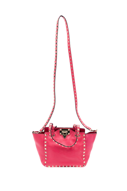 Borsa a tracolla Valentino Mini Rockstud in pelle fucsia