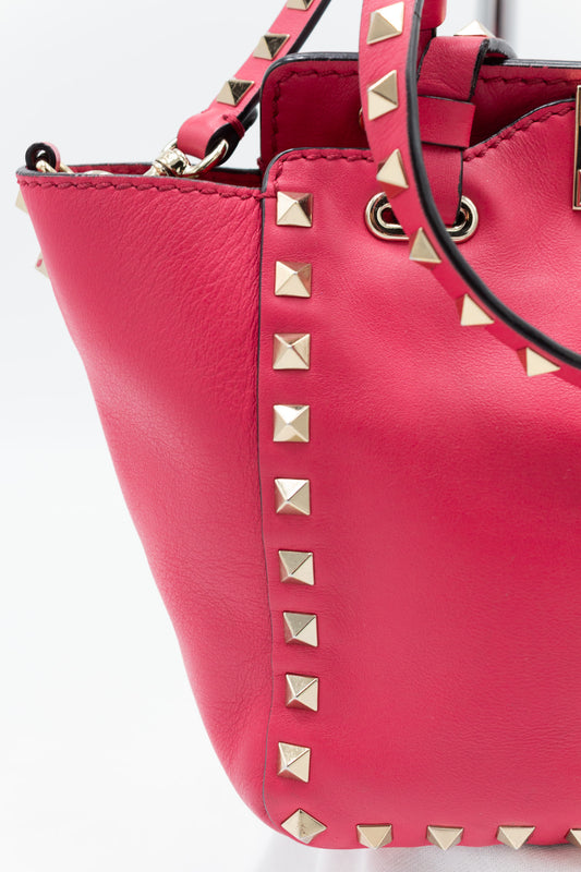 Valentino Mini Rockstud Fuchsia Leather Crossbody Bag