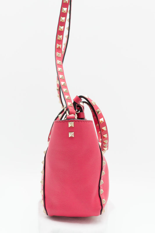 Valentino Mini Rockstud Fuchsia Leather Crossbody Bag